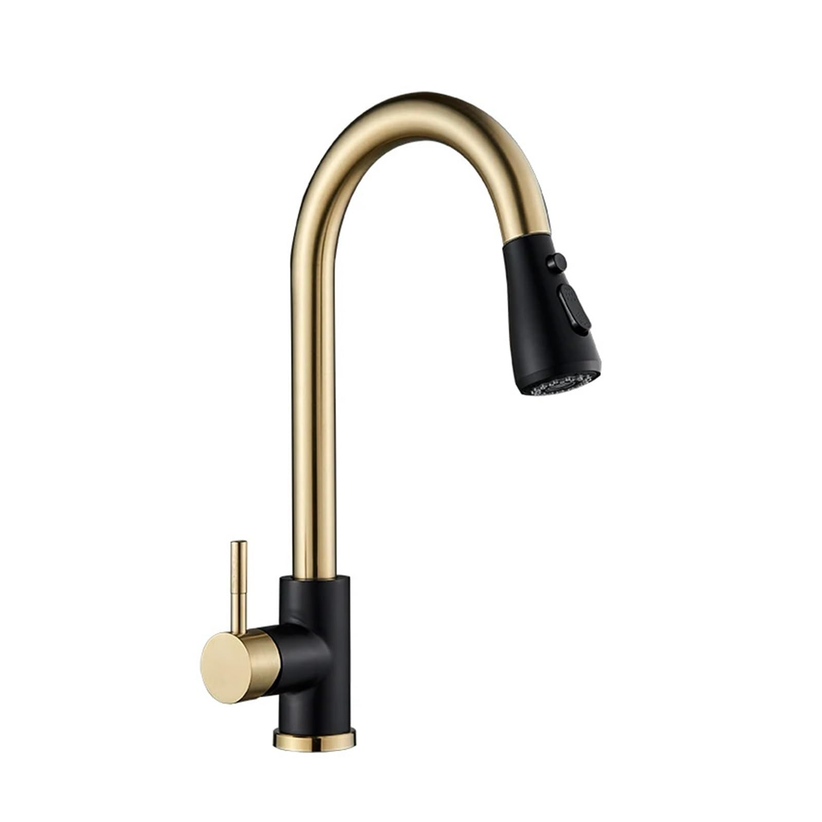 Robinet de cuisine extractible or brossé et noir mitigeur d'évier rotatif 360