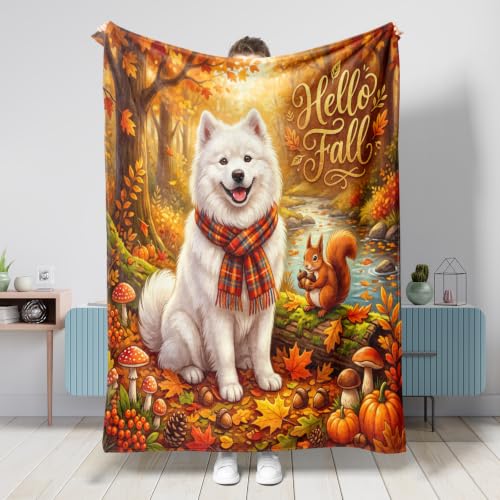 Couverture samoyède d'automne en flanelle de qualité premium