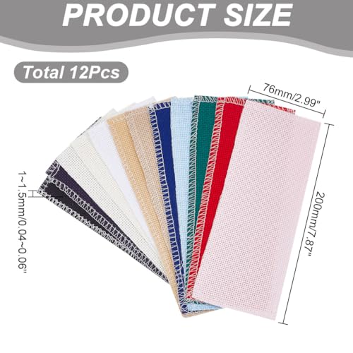 Image of arricraft 24 Pcs Blank Cross Stitch Bookmark, 14 Count Cloth Book Marker Colorful Cross Stitch with Embroidery Edge Rectangle Embroidery DIY Bookmark for Crosstitch Project 2.99x7.87inch(7.6x20cm)