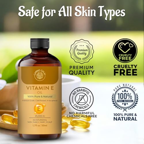 Carno Calm Vitamin E Oil Skin & Hair | 100% Natural & Pure | 35000 IU | Premium Grade Cold Pressed and Tocopherol for Face, Body, Scars & Cuticles | 1.7 fl. Oz - Image 6