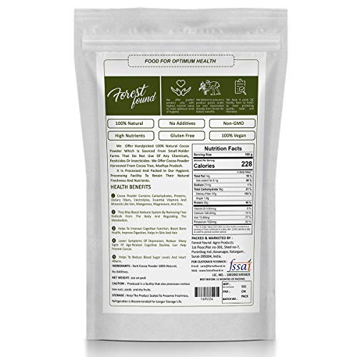 Forest Found Unsweetened Dark Cocoa Powder For Cake And Chocolate Making | Vegan, Keto & Gluten Free (250 gram) | 100% Pure & Authentic