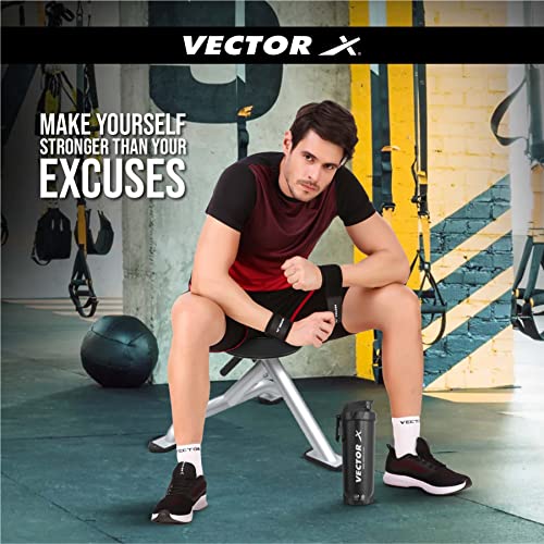 Image of Vector X Energy Shaker & Active Bottle for Protein Shake Gym Sipper Shaker 750 ml (Pack of 2, Black, Plastic)