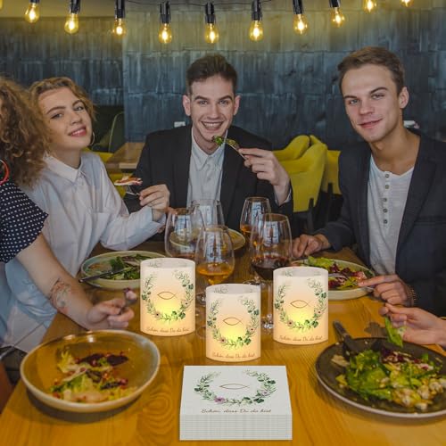 Comkrivy 40 Servietten und 10 Windlicht Tischdeko, 'Schön, dass du da bist', Tischdeko für Teelichter oder Kerzen, Geburtstag Deko für Mädchen, Junge Taufe, Kommunion, Konfirmation Festliche Anlässe
