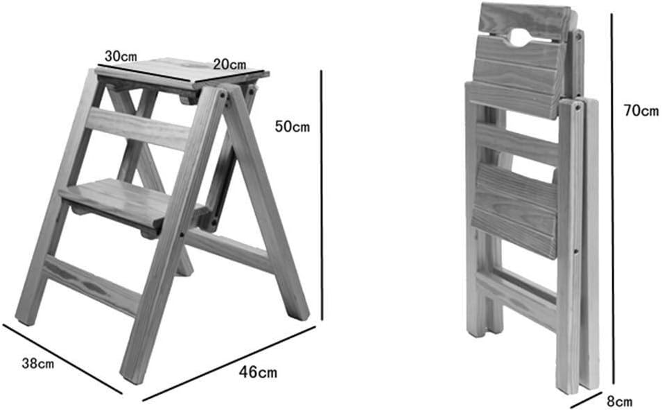 Step Stool, Folding Ascending Ladder, Solid Wood Ladder Chair, Two-Step Ladder, Multi-Function Flower Stand Rack (Color : 2 Steps)