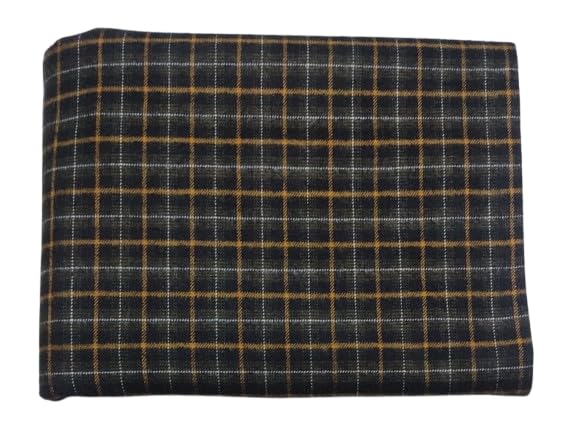 winter cotswool double wool unstitched check fabric for men's shirt,long kurta.pure cashmilon acrylic woolen heavy razing both side,width-44 inch,length-2.25meter black mustard 2.25 meter