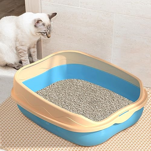 Arenero para gato semi cerrado alto azul miniatura 4