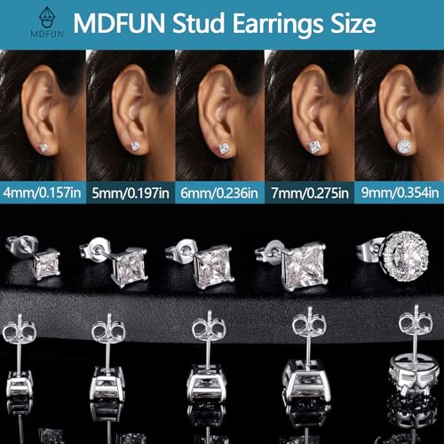 Pendientes de oro de 18k con circonitas cúbicas redondas y cuadradas 4