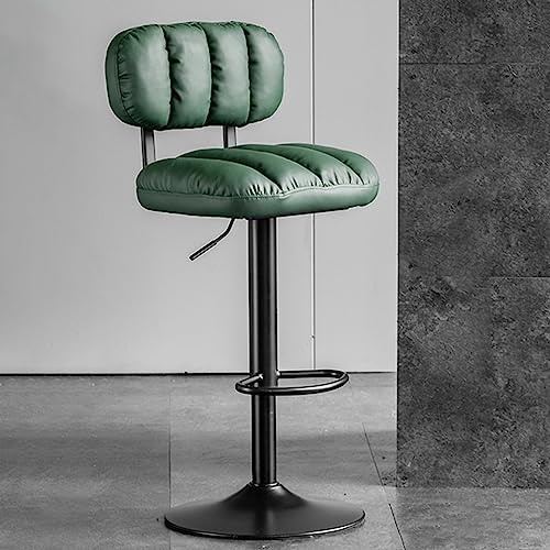 GIZNXBA Taburetes De Bar Giratorios Modernos De Altura De Mostrador Sillas De Bar Altas con Respaldo, Base Metálica Sillas Ajustables De Cuero PU para Isla De Cocina, Comedor(Green A)