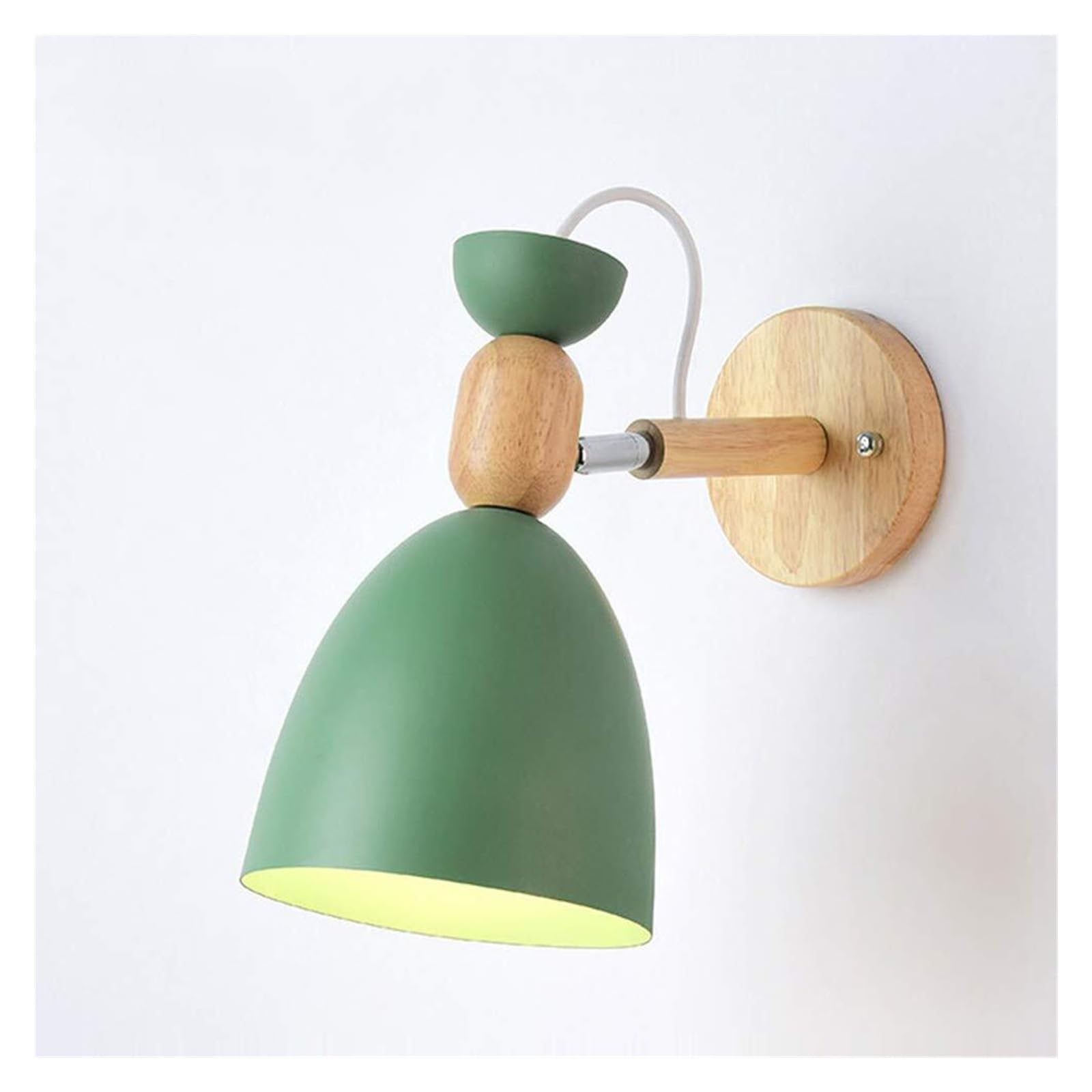 KHUKHU E26 Vintage Indoor Wall Sconces Light Retro Metal Wood Wall Lamp for Bedroom, Living Room, Bathroom, Corridor, Stairs(Green)