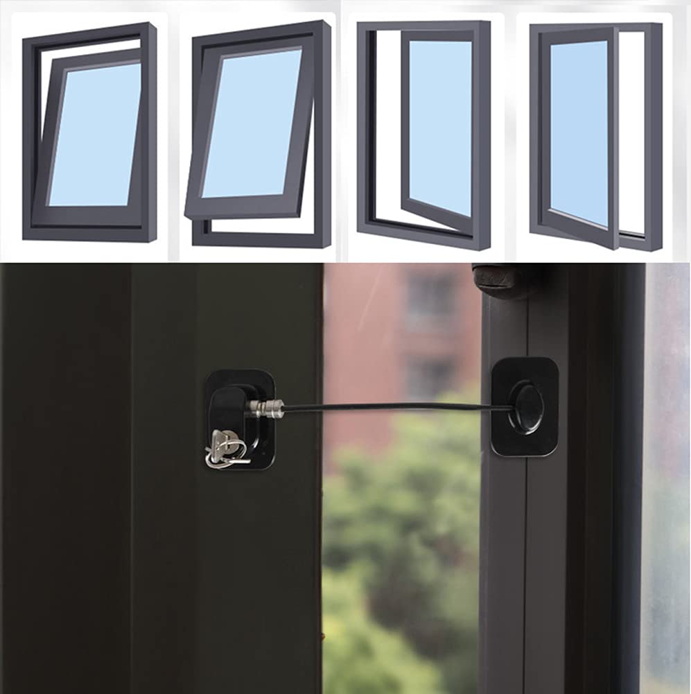 Blokada okna Zabezpieczenie przed dziećmi UPVC, Ogranicznik okna ze stopu aluminium z białym kluczem, opakowanie 4 i 8 szt(8 PCS)