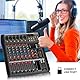 Depusheng DX6 Professional Mixer Soundboard Konsole 6-Kanal Desk System Interface Digitaler USB MP3 Bluetooth Eingang 48V Phantomspeisung Stereo DJ Studio FX Stahlgehäuse, Audio Mixer für PC Schwarz
