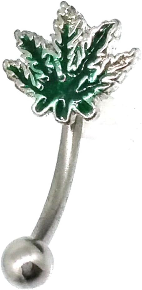 Eyebrow Ring Marijuana 16g Curved 3/8" bar HO154