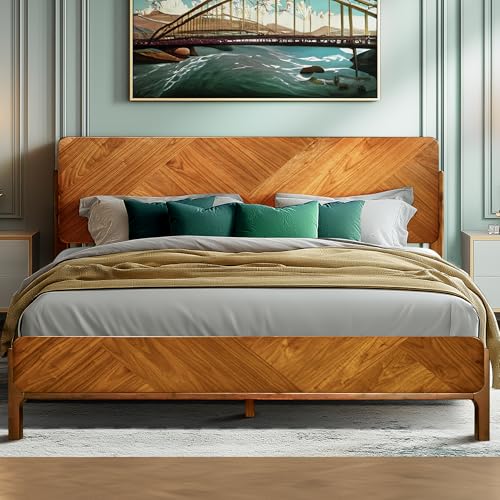 Bifrost Acacia Wood King Bed Frame with Headboard
