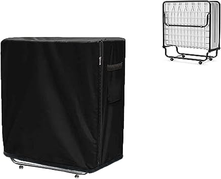 Folding Bed Storage Cover, Rollaway Bed Protector, Twin Size, Black, Adjustable Drawstring 39 Inch