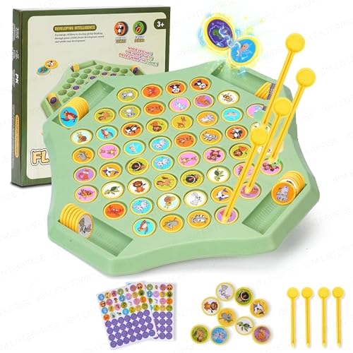 Image of Animal Memory Flip Chess Game - Montessori Matching Puzzle Board for Kids | Fun & Educational Travel Game for Toddlers, Preschoolers & Kindergarten Learning Activities | Gift for All