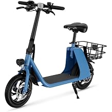 Windhorse C2-BLU Urban Cruiser Foldable Electric Scooter for Adults with Seat & Carry Basket - Blue