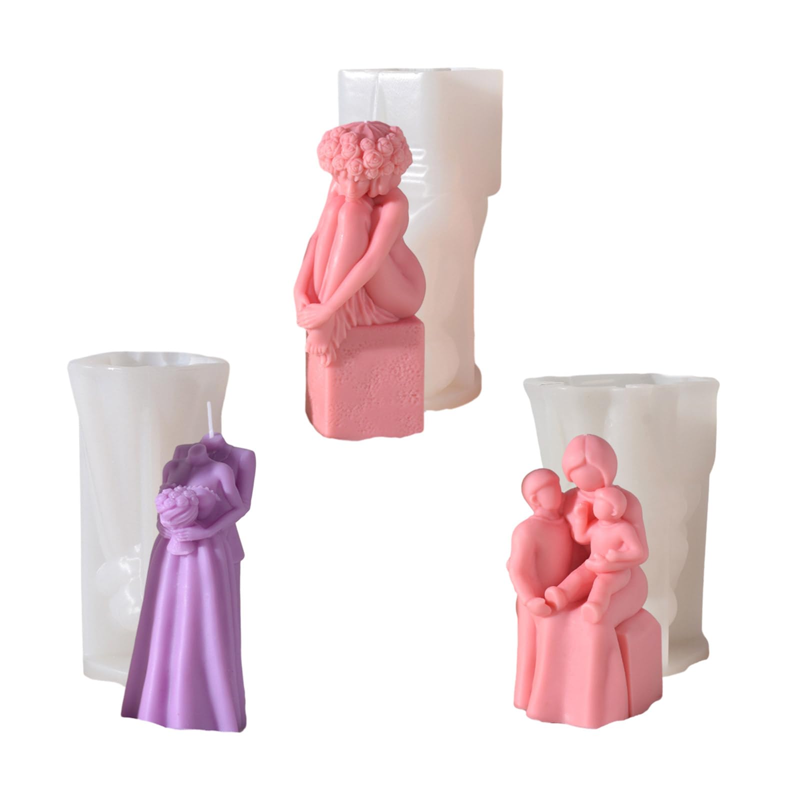 Stampi a coppia, in silicone epossidico, per fondente, cioccolato, caramelle, madre e figlio, coppia in resina per decorazione domestica