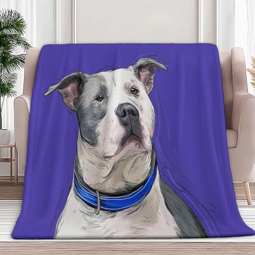 Plaid couverture polaire flanelle doux motif pitbull dessiné - 3