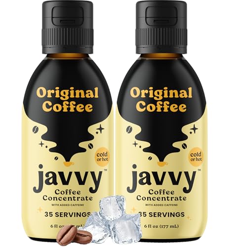 Image of Javvy Cold Brew Coffee Concentrate Instant Coffee, Original, 2 Pack | 100% Real Coffee, 0g Sugar, No Artificial Flavors, 60-80mg Caffeine per Serving, Gluten Free, Makes Hot or Iced Coffee