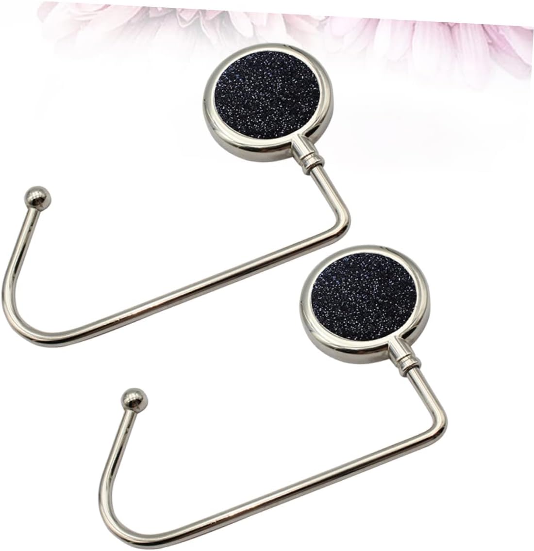 Bag Table Hook 2pcs Handbag Hangers Desk Hook for Backpack Non-Slip Base Alloy Silver