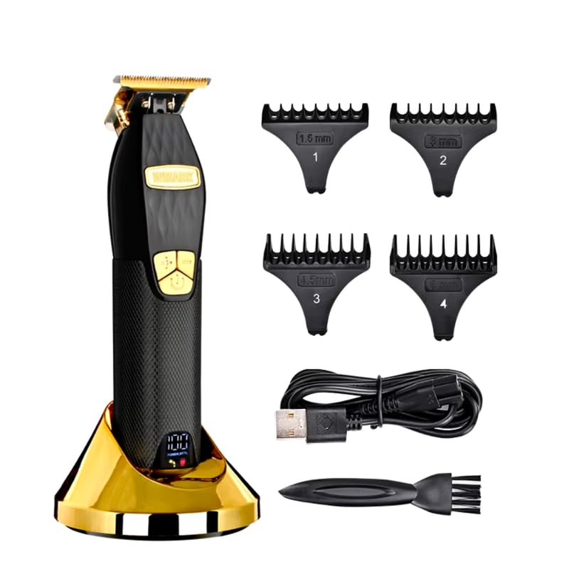 WMARK Digital Display Pro Li Outliner Cordless T Blade Trimmer Professional 0.1 Gaped Outlining For Barbers 0.1Mm Balding Shape up 5 Speed setting 5000-7000 Rpm Powerful Rotary Motor 180 Mn, Model 20