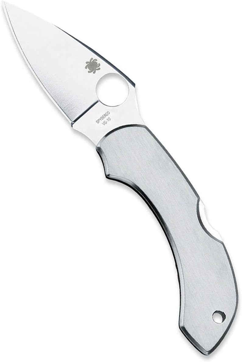 Spyderco Dragonfly Folding Pocket Knife with 2.3" VG-10 Steel Blade and Stainless Steel Handle - EDC Knife for Men and Women, Perfect for Hunting, Tactical, Camping, Survival - PlainEdge - C28P