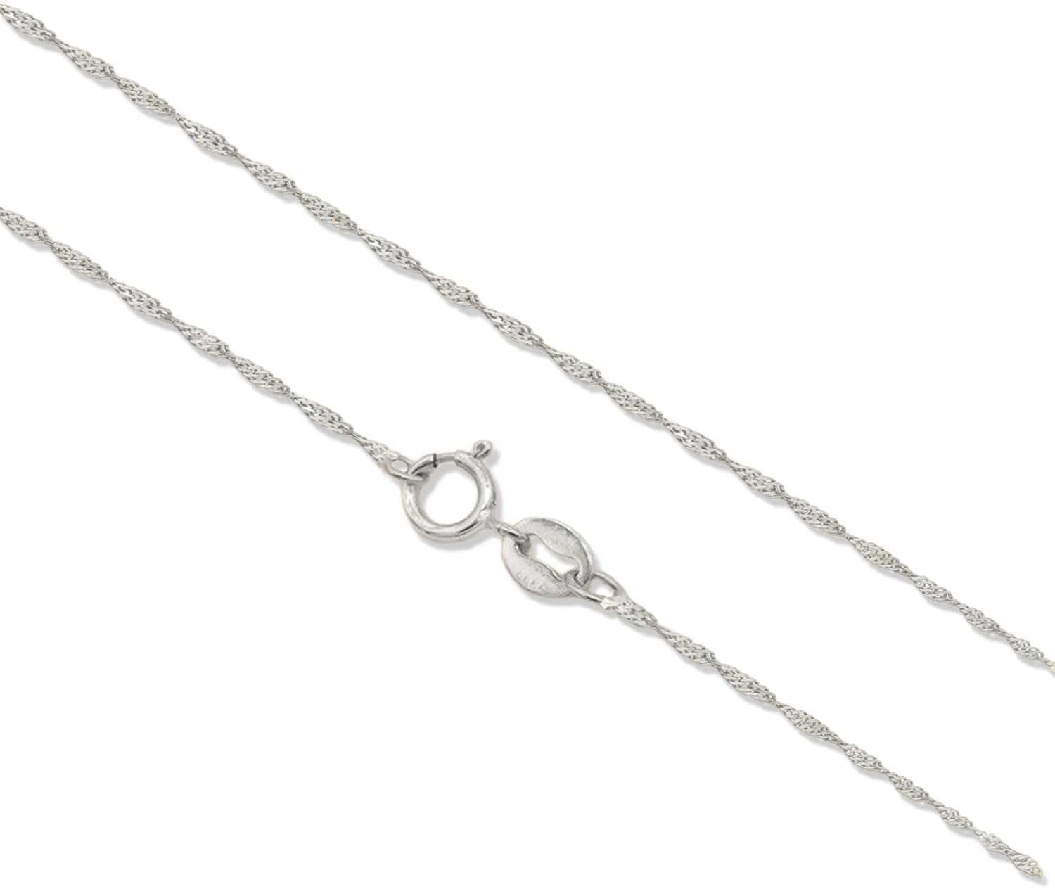 14k Solid Yellow/White Gold Singapore Chain Necklace for Women 1mm/1.4mm Width with Spring Ring Clasp Hypoallergenic Dainty Layering Chain Gift Ready 14-30Inch - Image 2