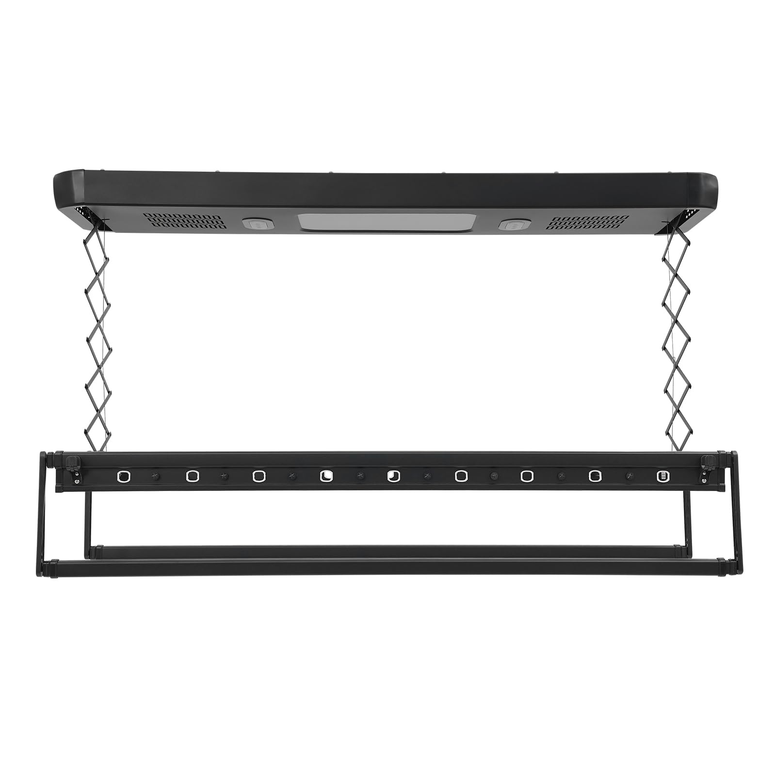 Elektrischer Wäscheständer Deckenmontage, 35kw Tragfähigkeit 220v Wäscheständer Decke, mit 30-50M Fernbedienung, 24W LED-Beleuchtung und 2 Integrierten Ventilato, für Bäder, Hotels, Wohnungen (Schwarz