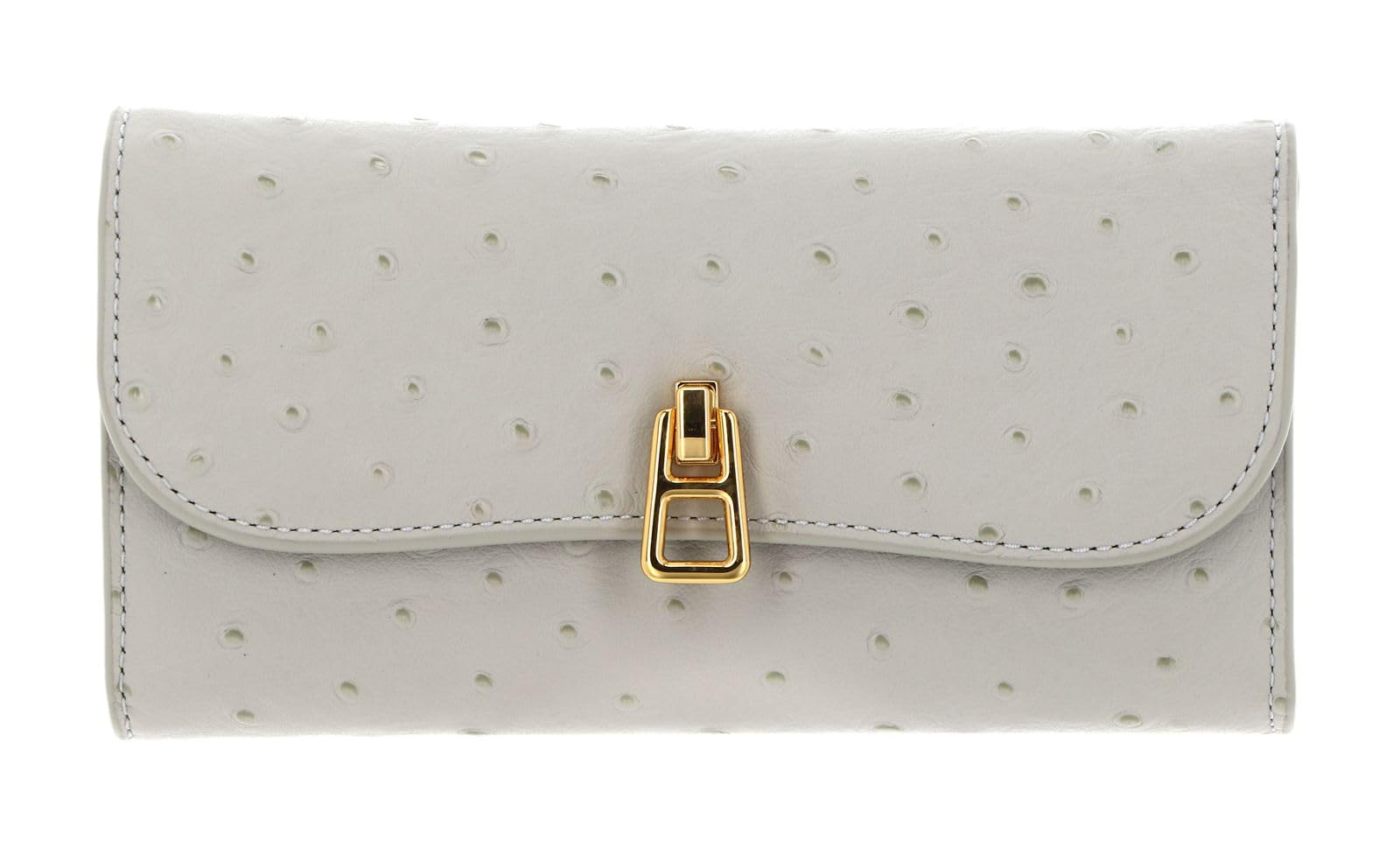 COCCINELLE Cuero Monedero Magie Ostrich Flap Wallet Gelso Gris Claro