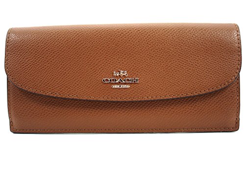 Coach CrossGrain Leather Soft Flat Wallet Saddle Brown F54008