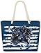 VOID XXL Strandtasche Panther Shopper Tasche 58x38x16cm 23L Beach Bag Raubkatze, Kissen Farbe:Blau