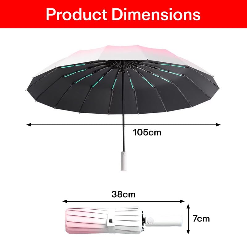 Image of PRIME PICK Gradient Automatic Umbrella - Windproof and UV-Resistant Foldable Umbrella with One-Button Auto Open Close, Sturdy Frame, Compact and Travel-Friendly