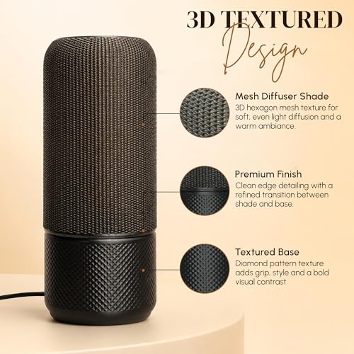 Image of Modern Ambient Table Lamp /Stylish Bedside Desk Lamp /Gentle Warm Glow & Energy-Efficient Lighting /Perfect for Side Table /Bedroom /Living Room /Home Decor /Study & Office - (Black)