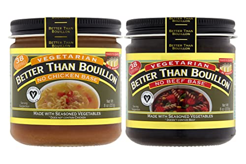 Better Than Bouillon Vegetarian Base Variety Pack, 1 Jar of No Chicken Base & 1 Jar of No Beef Base, 8 Ounce Jars (2 CT)
