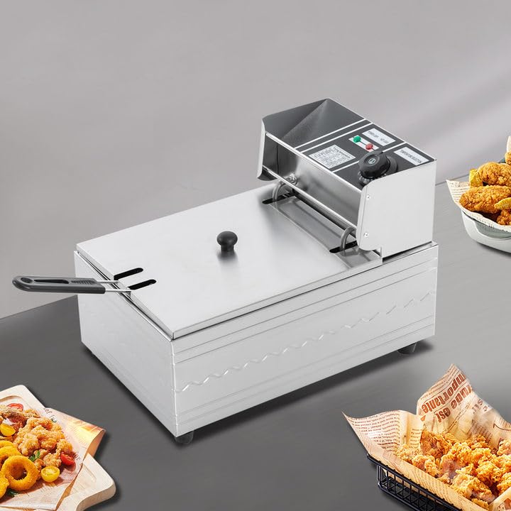 Öl fritteuse 6L, 2500W Friteuse mit Fett, Fritteusen Stufenloser Temperaturregler, Temperaturbereich 60-200℃, IPX3, für Frites, Brathähnchen, Hähnchenflügeln, Frittierten Knödeln, 42.5 * 27.5 * 29cm – Bild 5