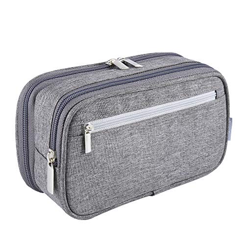 Large Pencil Case for Boys Girls, Big Capacity Pencil Cases Cute Pencil Bag Pen Pouch with 3 Pockets for Middle High College School Office Organizer Storage Adults Teen Makeup Bag, Grey