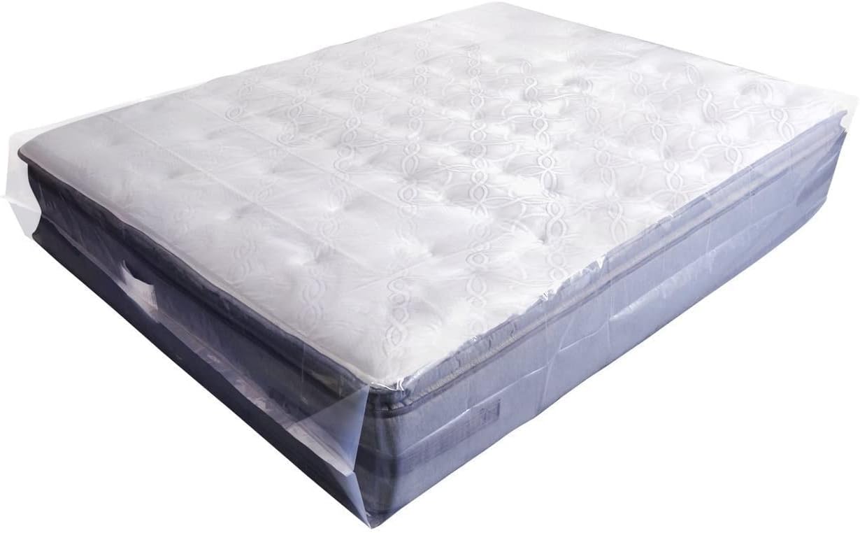 Mattress Bag for Moving & Long-Term Storage - Queen Size - Enhanced Mattress Protection with Extra Thick Tear & Puncture Resistance Polyethylene (Value Pack of 2pcs)