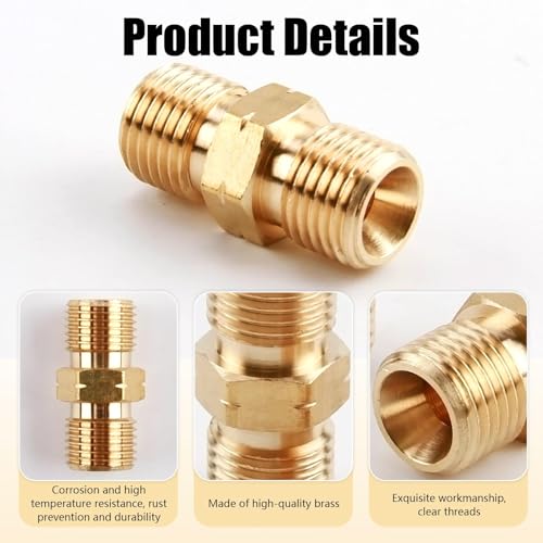 2 Stück Messing Gasschlauch Verbinder 1/4, Propan Acetylen Gasschlauch 1/4 Gasflaschen Adapter Gas Schnellkupplung, Doppelnippel 1/4 Zoll für Mit Schnellkupplung für Camper Outdoor