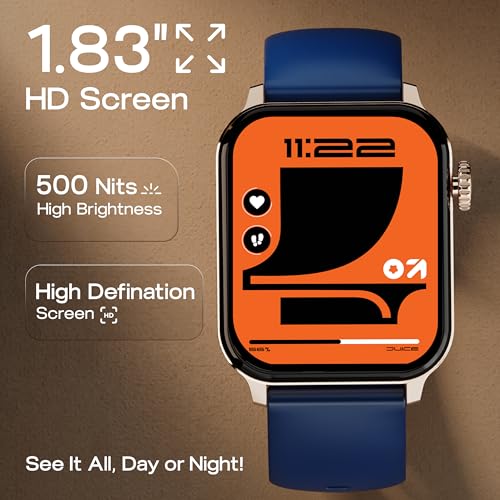 Image of GOBOULT Drift 2 Smart Watch 1.83'' HD Display,15 Days Battery Life, 150+Watchfaces, 500 Nits Brightness, AI Voice Assistant, SpO2 Monitoring (Storm Grey) (Sapphire)