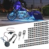 LEDGlow 12pc Advanced Million Color LED Motorcycle Accent Underlow Light Kit - 15 Solid Colors - 6 Patterns - Multi-Color Flexible Strips - Includes Waterproof Control Box & 2 Wireless Remotes