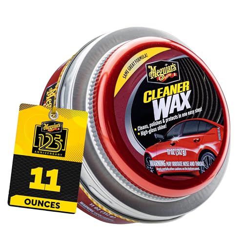 Meguiar's Cleaner Wax, Easy-to-Use Paste Wax that Removes Light Defects, Protects Single Stage Paint/Clear Coat, and Leaves a Glossy Shine in One Step, 11 Oz