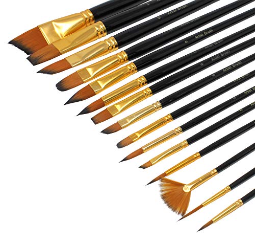 Vvivid Artist Synthetic Sable 15 Paint Brush Set Including Durable Nylon Carrying Case & Stainless Steel Palette Knife #TOP3