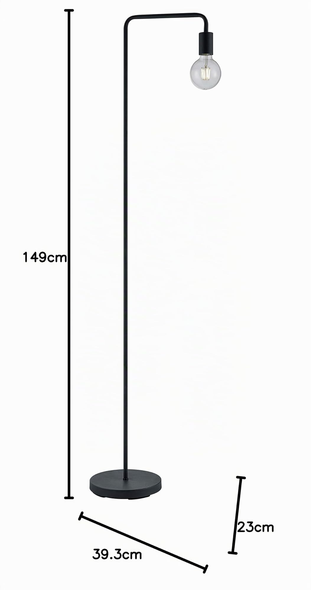 Trio Leuchten Diallo 408000132 - Lampada a stelo in metallo nero opaco, 1 lampadina E27