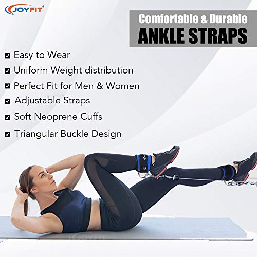 Image of Joyfit Padded Ankle Straps- for Cable Machine, Kickbacks, Glute Workouts, Leg Extensions, Curls & Hip Abductors with Padded Neoprene Support, Ideal for Men & Women [Pair]