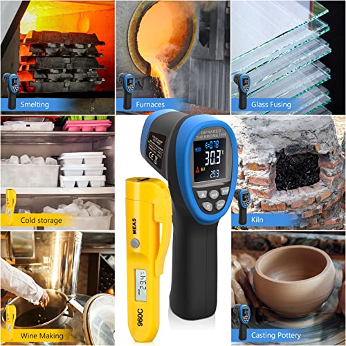 Goldchamp High Temperature Thermometer And Instant Read Thermometer Combo, -58℉~3272℉ D:s=50:1, Non-Contact Thermometer Temp Gun With Color Lcd Display For Smelting,Furnaces,Cooking,Oven,Hvac,Etc. #TOP5