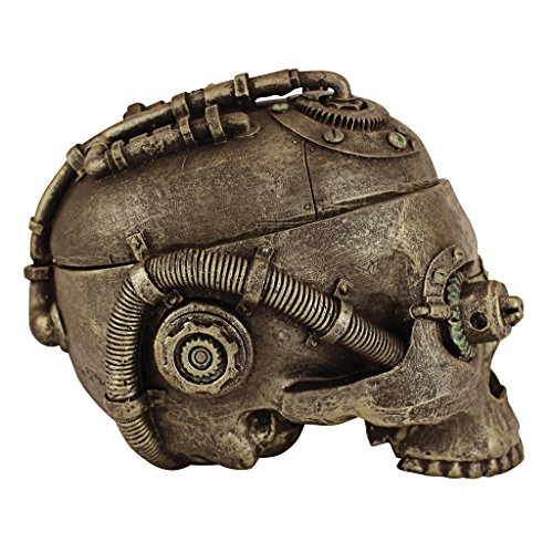 Design Toscano Steampunk Skull Containment Vessel Gothic Stash Box Statue, Polyresin, Antique Brass, 19 cm steampunk buy now online