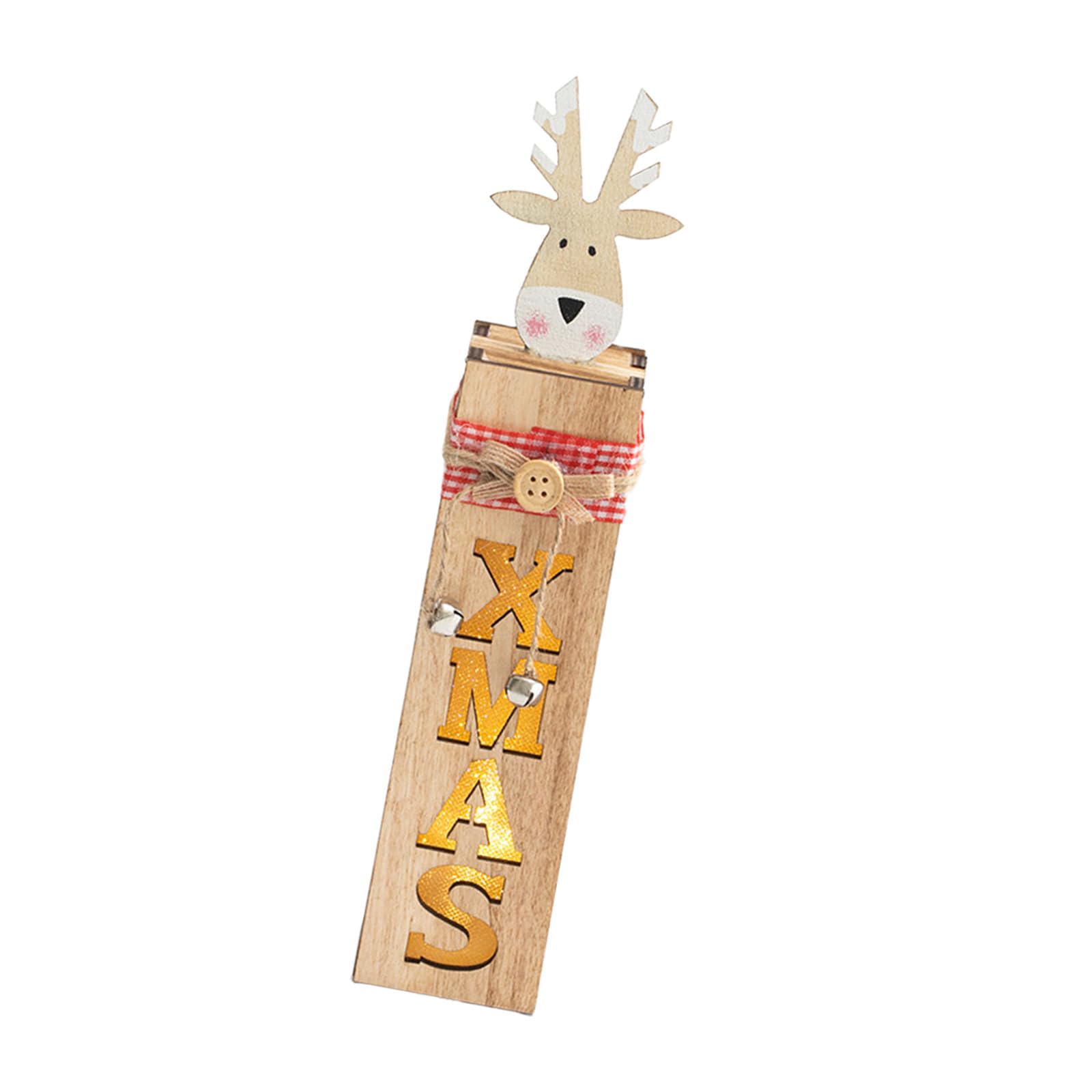 Tsophreniq Celebratory Wooden Character Deck Set LED Illuminated Santa Snowfigure Deer for Worktop Shelf Displays Sustainable Vacation Furnishings