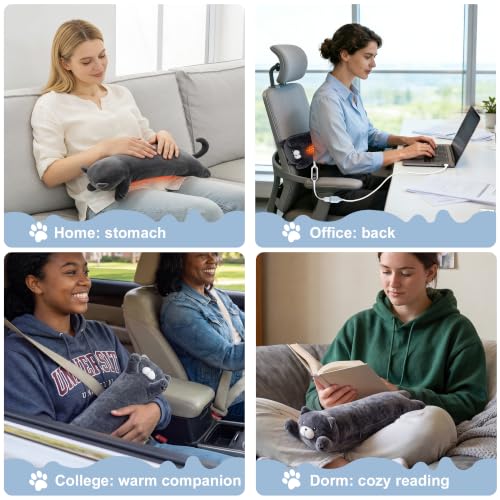Image of Noodle Cat Heating Pad Plush,USB Electric Heated Long Cat Gift for Women