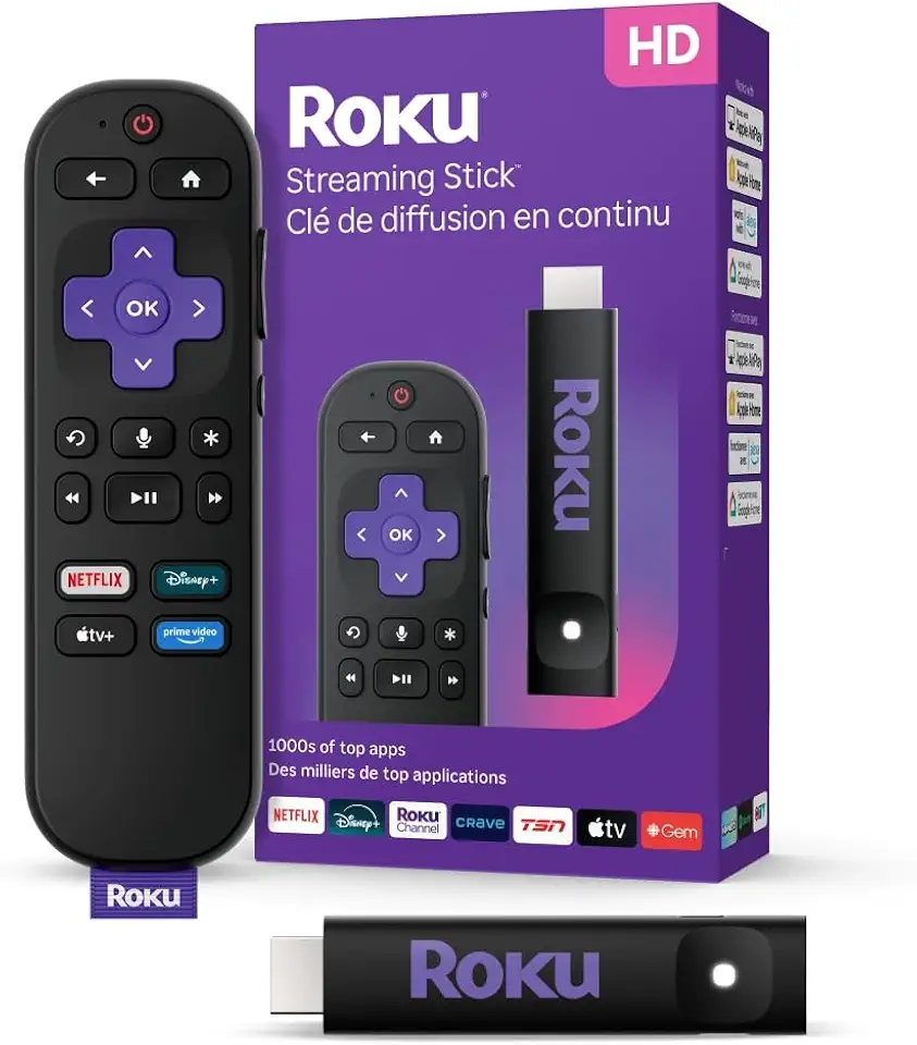 Roku® Streaming Stick™ 2025 - HD Roku Streaming Device for TV with Voice Remote - Free & Live TV