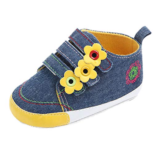 Shybuy Child Denim Sneaker, Infant Baby Boys Canvas Toddler Sneakers Rubber Anti-Slip First Walkers Candy Shoes (Dark Blue, 0~6 Month)